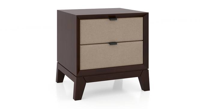 Martino Upholstered Bedside Table (Beige, Dark Walnut Finish) by Urban Ladder - Front View Design 1 - 681330