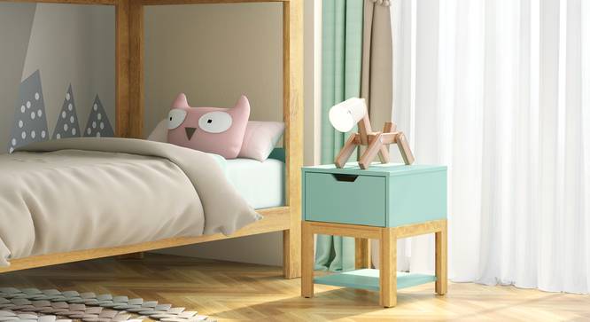Calla Bedside Table Finish- Mint Green (Painted Finish) by Urban Ladder - Front View - 