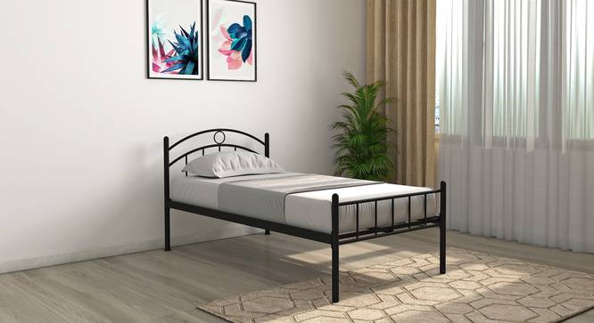 Arnold Metal Single Bed (Single Bed Size, Black Finish) by Urban Ladder - Front View - 
