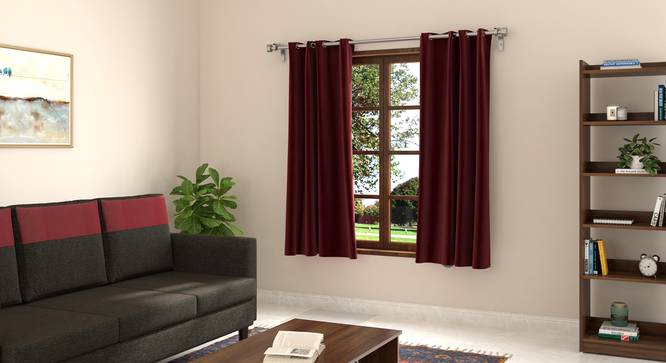 Dawn Curtains - 5ft (Maroon, 5 ft Curtain Size) by Urban Ladder - Close View - 681559