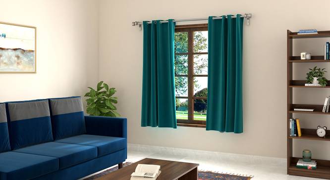Dawn Curtains - 5ft (Turquoise, 5 ft Curtain Size) by Urban Ladder - Front View - 681563