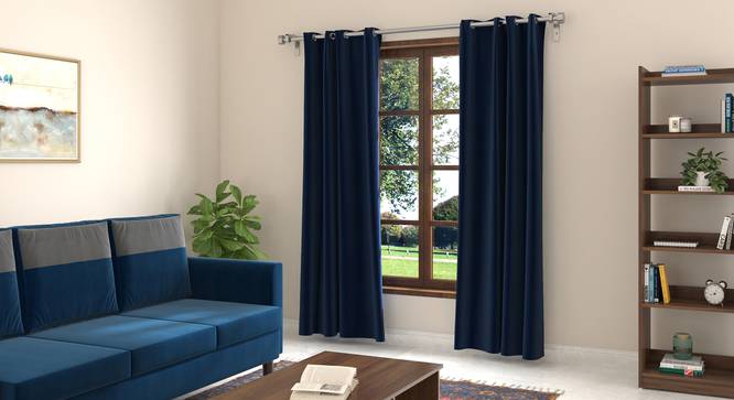 Dawn Curtains - 7ft (Blue) (Blue) by Urban Ladder - Front View - 
