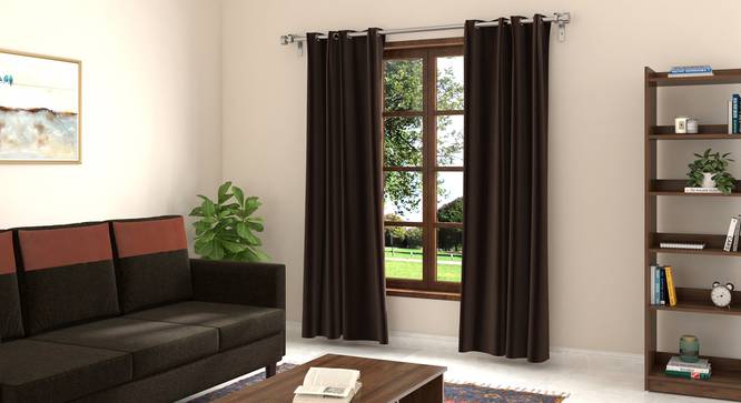 Dawn Curtains - 7ft (Brown) (Brown) by Urban Ladder - Side View - 