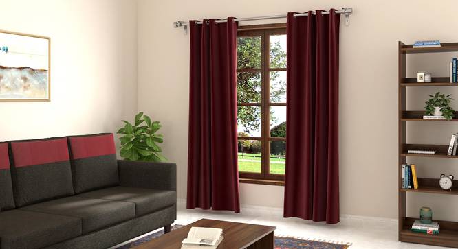 Dawn Curtains - 7ft (Maroon) (Maroon) by Urban Ladder - Front View - 