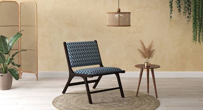 Maureen Solid Wood Rest Chair (American Walnut Finish, Blue Chevron Ikat) by Urban Ladder - Front View Design 1 - 681631