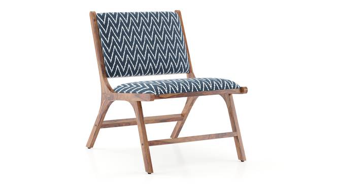Maureen Solid Wood Rest Chair (Teak Finish, Blue Chevron Ikat) by Urban Ladder - Design 1 Side View - 681637