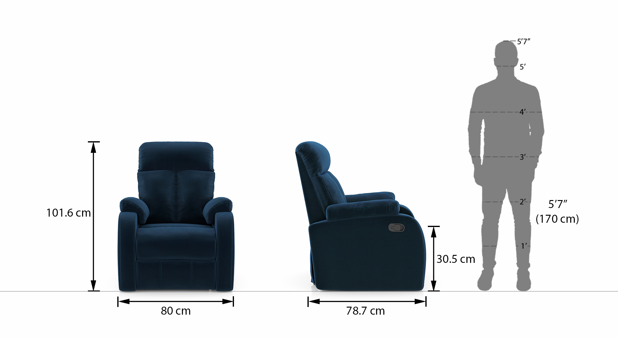 Simpson 1s recliner blue velvet 8