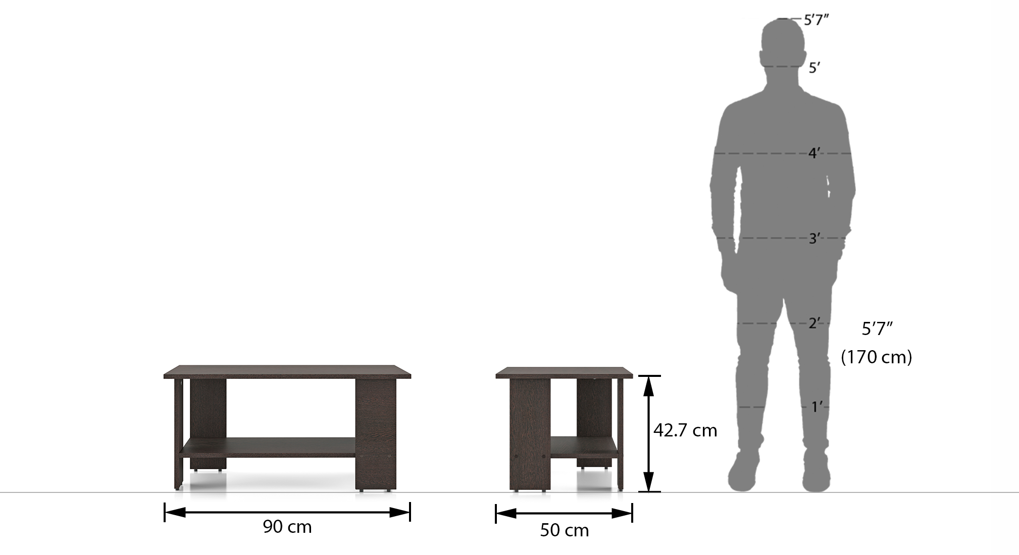 Cole Rectangular Engineered Wood Coffee Table in Walnut Finish Urban Ladder