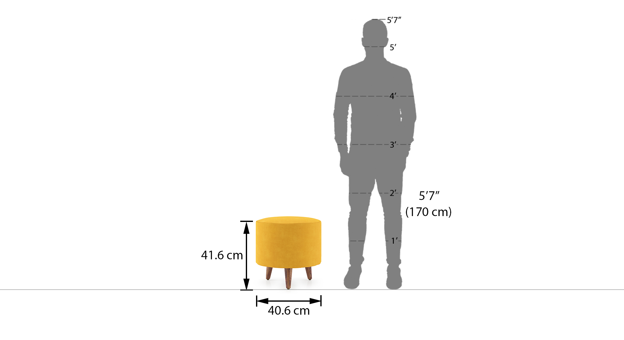 Collie footstool yellow velvet 5