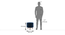 Collie Footstool (Shape : round; Finish :Teak,Fabric: Blue velvet ) (Blue) by Urban Ladder - Dimension - 
