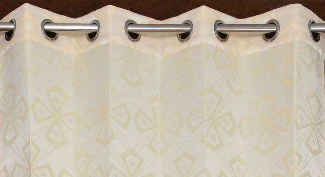 Xanthe Cream Color Geometric Window Curtain - Set of 2 (Cream, Eyelet Pleat) by Urban Ladder - Design 1 Side View - 682485