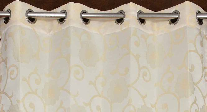 Layla Cream Color Floral Long Door Curtain - Set of 2 (Cream, Eyelet Pleat, Long Door Curtain Type) by Urban Ladder - Design 1 Side View - 682498