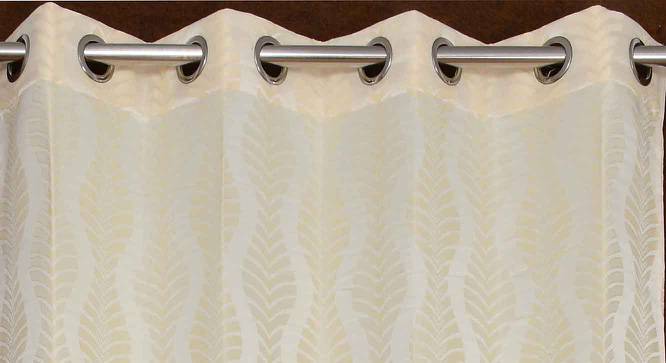 Nova Cream Color Abstract Long Door Curtain - Set of 2 (Cream, Eyelet Pleat, Long Door Curtain Type) by Urban Ladder - Design 1 Side View - 682504