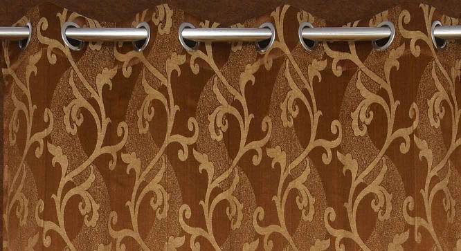 Dia Brown Color Abstract Window Curtain - Set of 2 (Brown, Eyelet Pleat) by Urban Ladder - Design 1 Side View - 682553