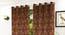 Orion Brown Color Geometric Long Door Curtain - Set of 2 (Brown, Eyelet Pleat, Long Door Curtain Type) by Urban Ladder - Front View Design 1 - 682585