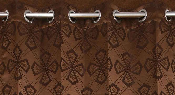 Orion Brown Color Geometric Long Door Curtain - Set of 2 (Brown, Door Curtain Type, Eyelet Pleat) by Urban Ladder - Design 1 Side View - 682625
