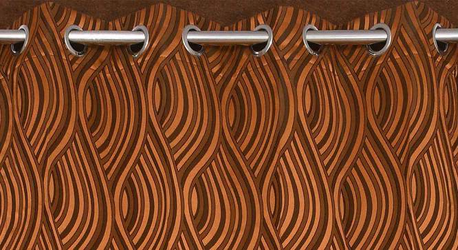 Olivia Brown Color Abstract Window Curtain - Set of 2 (Brown, Eyelet Pleat) by Urban Ladder - Design 1 Side View - 682636