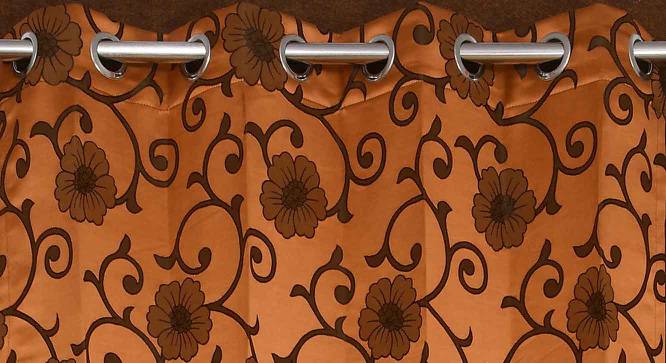 Aria Brown Color Floral Window Curtain - Set of 2 (Brown, Eyelet Pleat) by Urban Ladder - Design 1 Side View - 682707