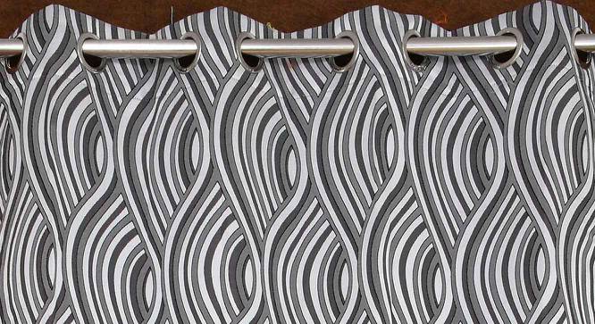 Oscar Grey Color Abstract Long Door Curtain - Set of 2 (Grey, Eyelet Pleat, Long Door Curtain Type) by Urban Ladder - Design 1 Side View - 682784