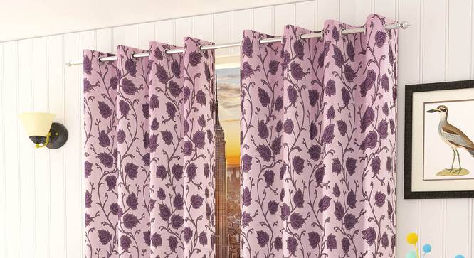 Sophia Pink Color Floral Long Door Curtain - Set of 2 (Pink, Door Curtain Type, Eyelet Pleat) by Urban Ladder - Front View Design 1 - 682833