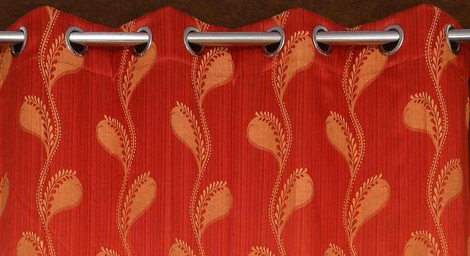Khloe Maroon Color Abstract Long Door Curtain - Set of 2 (Door Curtain Type, Maroon, Eyelet Pleat) by Urban Ladder - Design 1 Side View - 682844