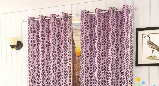 Hazel Pink Color Abstract Window Curtain - Set of 2 (Pink, Eyelet Pleat) by Urban Ladder - Front View Design 1 - 682881