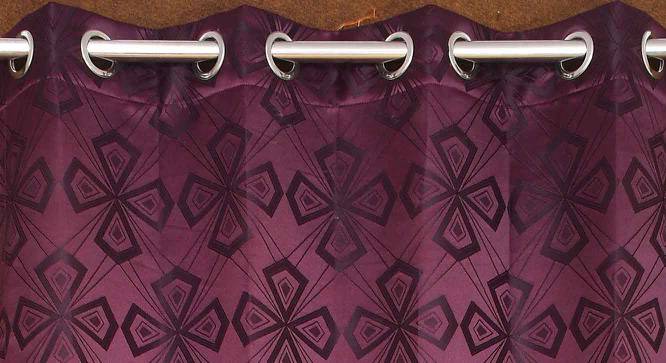 Fionn Purple Color Geometric Long Door Curtain - Set of 2 (Purple, Door Curtain Type, Eyelet Pleat) by Urban Ladder - Design 1 Side View - 682909