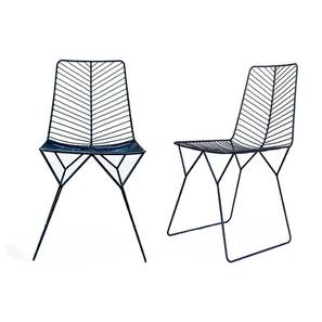 Balcony Chairs Design Mornic Metal Outdoor Chair in Black Colour - Set of