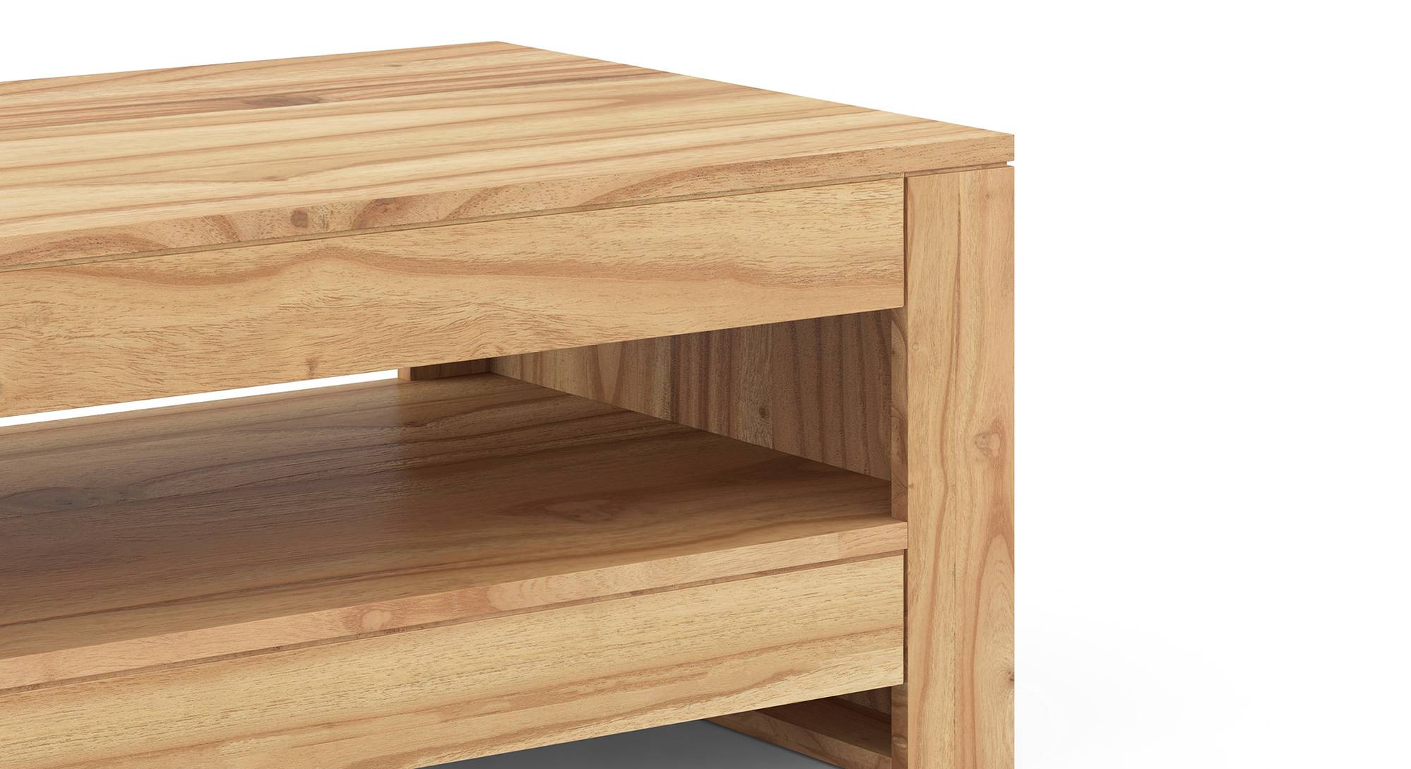 Atkins Rectangular Solid Wood Coffee Table in Oak Finish Urban Ladder