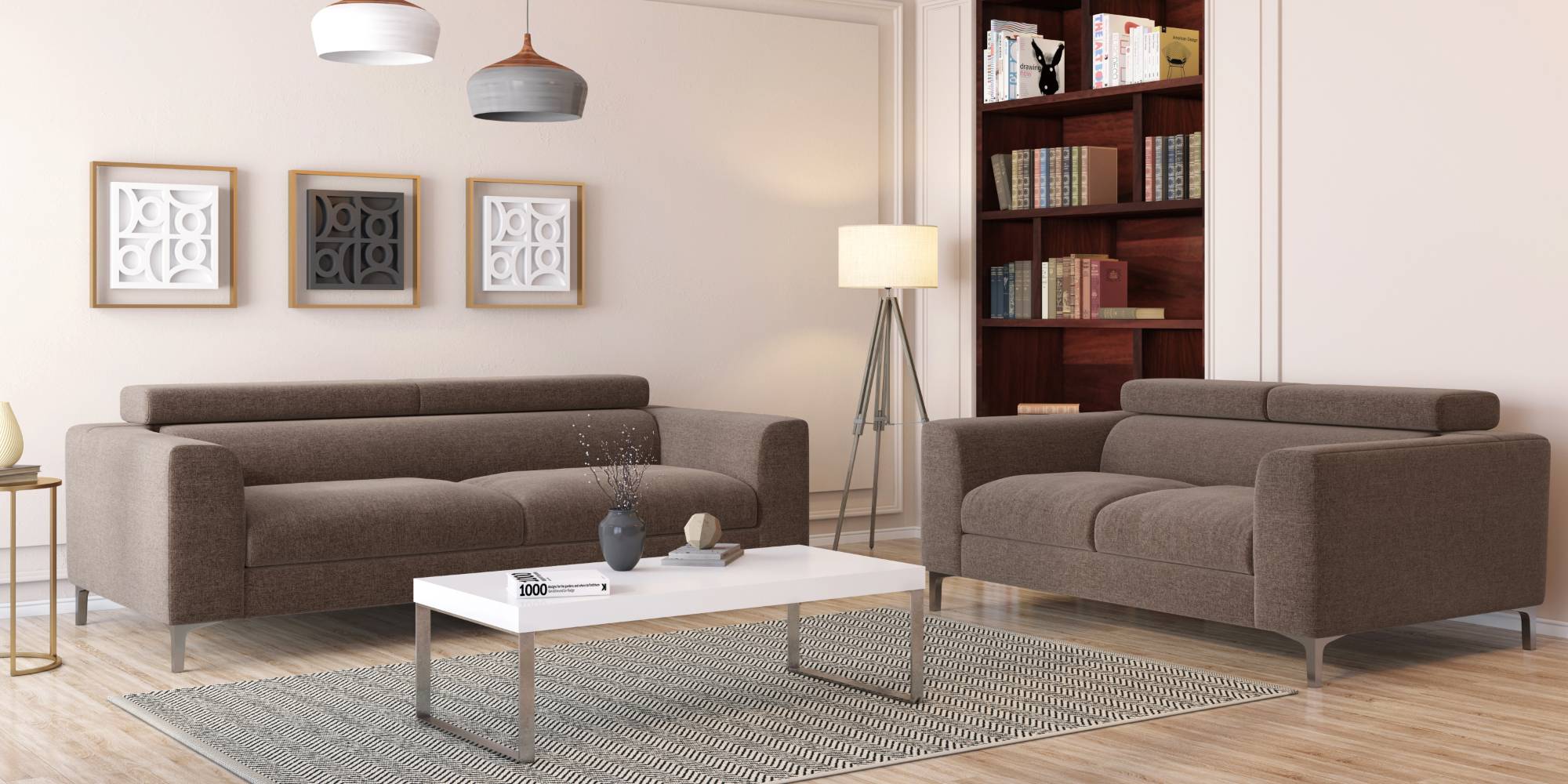 Chelsea Fabric Sofa (Dachshund Brown) (3-seater Custom Set - Sofas, None Standard Set - Sofas, Fabric Sofa Material, Regular Sofa Size, Regular Sofa Type, Daschund Brown) by Urban Ladder - - 683891