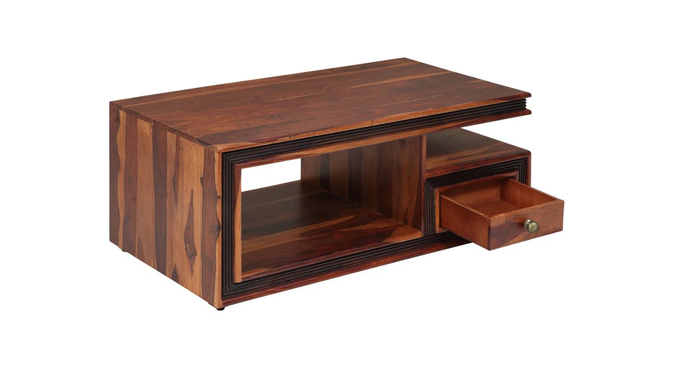 Xavier Square Solid Wood Coffee Table in Honey Finish Urban Ladder