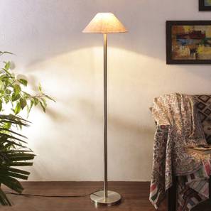 Diamond White Natural Fiber Floor Lamp with Steel Steel Base