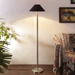 Soleil Black Fabric Floor Lamp with Steel Steel Base-image-1