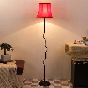 Clover Red Fabric Floor Lamp with Black Iron Base-image-5
