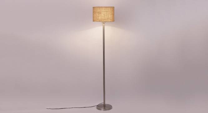 Crystal Beige Natural Fiber Floor Lamp with Steel Steel Base (Steel) by Urban Ladder - Design 1 Side View - 683994