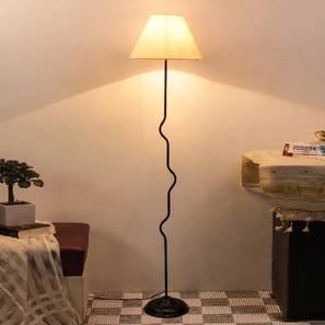 devansh Duke Off White Fabric Floor Lamp with Black Iron Base-picture-10