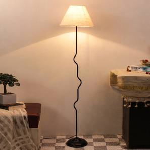 Raina White Natural Fiber Floor Lamp with Black Iron Base-image-2