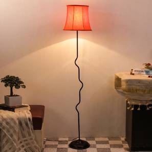 Etta Orange Fabric Floor Lamp with Black Iron Base-image-43