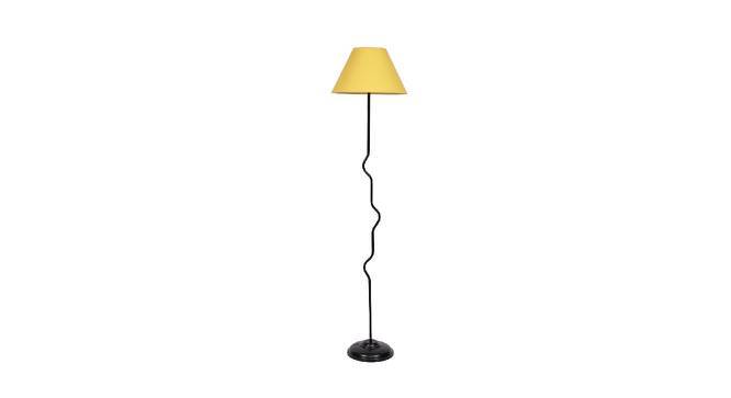Jagger Yellow Fabric Floor Lamp with Black Iron Base (Black) by Urban Ladder - Front View Design 1 - 684051
