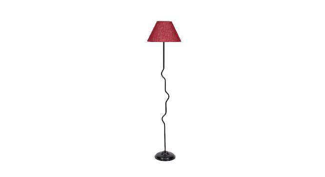 Bruno Blue Natural Fiber Floor Lamp with Black Iron Base (Black) by Urban Ladder - Front View Design 1 - 684058