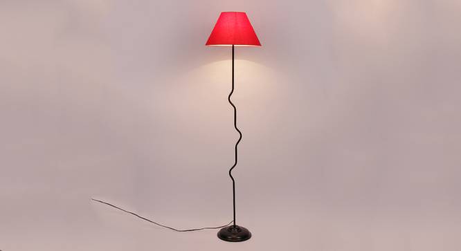 Edison Red Fabric Floor Lamp with Black Iron Base (Black) by Urban Ladder - Design 1 Side View - 684070