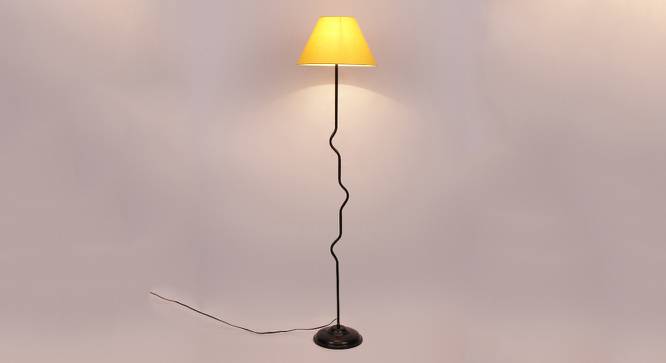 Jagger Yellow Fabric Floor Lamp with Black Iron Base (Black) by Urban Ladder - Design 1 Side View - 684073