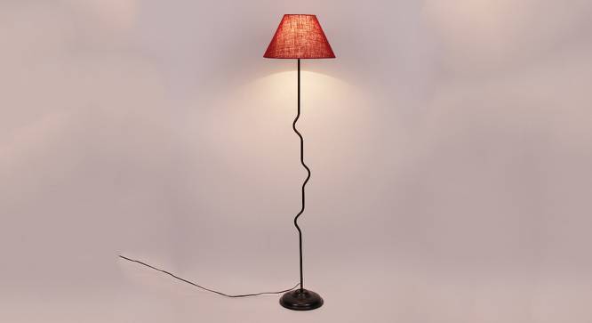 Bruno Blue Natural Fiber Floor Lamp with Black Iron Base (Black) by Urban Ladder - Design 1 Side View - 684086