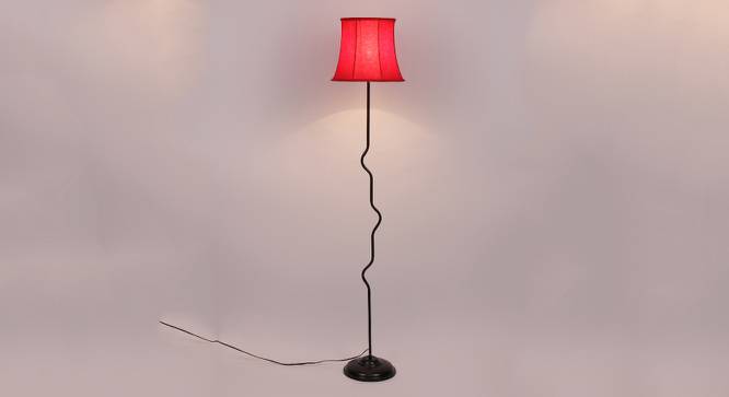 Clover Red Fabric Floor Lamp with Black Iron Base (Black) by Urban Ladder - Design 1 Side View - 684103