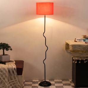 Zara Orange Fabric Floor Lamp with Black Iron Base-image-6