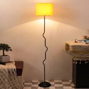 devansh Magnolia Yellow Fabric Floor Lamp with Black Iron Base-picture-13