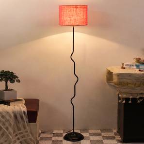 devansh Wren Pink Natural Fiber Floor Lamp with Black Iron Base-picture-32
