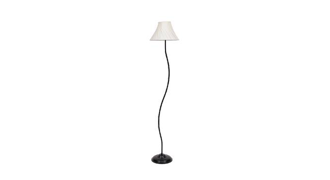 Callie Off White Fabric Floor Lamp with Black Iron Base (Black) by Urban Ladder - Front View Design 1 - 684170
