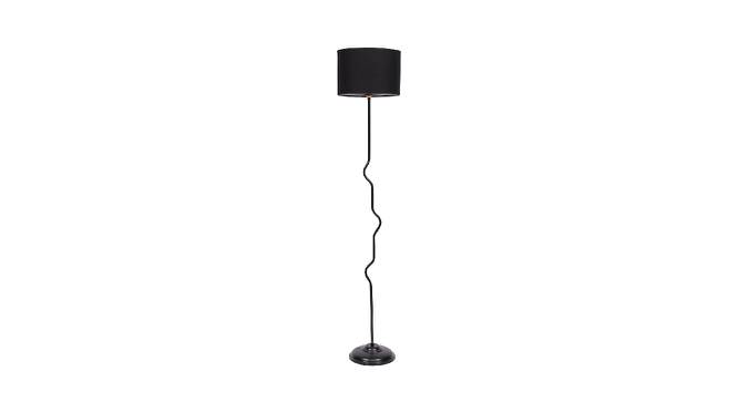 Arlo Black Fabric Floor Lamp with Black Iron Base (Black) by Urban Ladder - Front View Design 1 - 684175