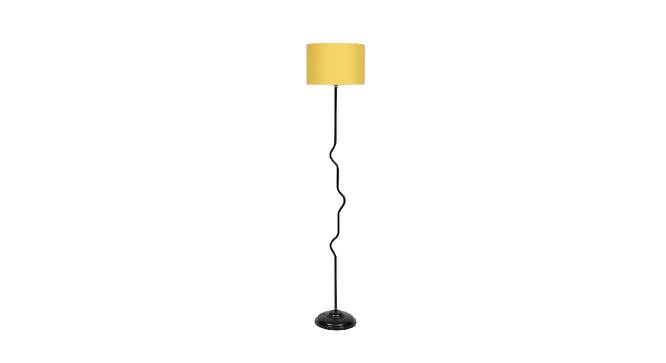 Magnolia Yellow Fabric Floor Lamp with Black Iron Base (Black) by Urban Ladder - Front View Design 1 - 684178